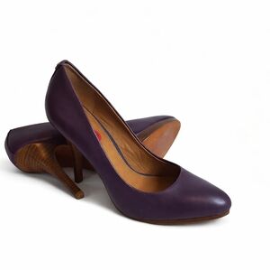 Coach Purple Leather Stacked Stiletto Heel Pumps 8.5 NEW